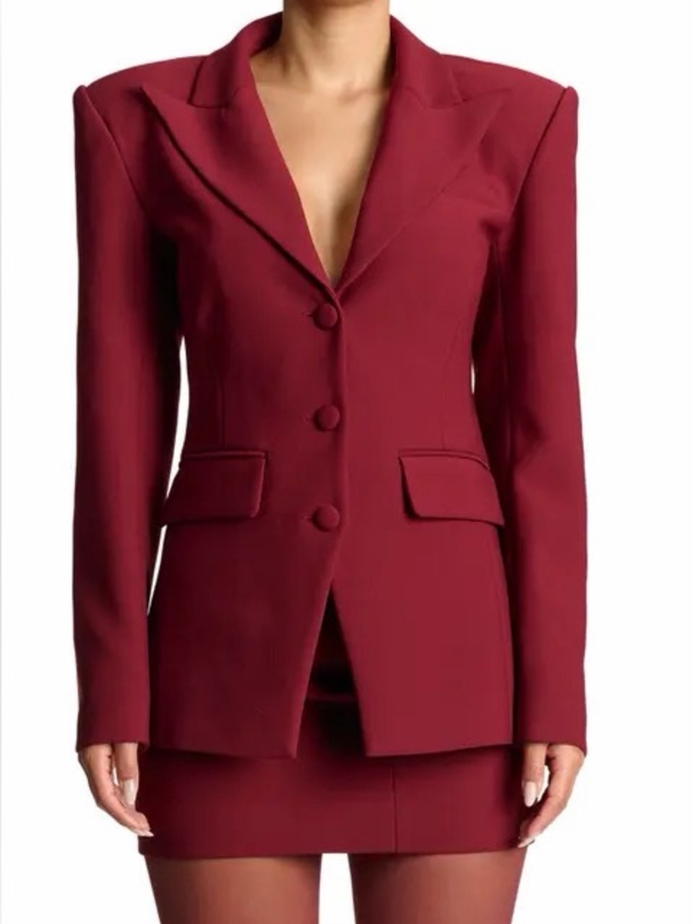 naked wardrobe Women's Maroon Tailored Blazer